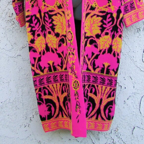 Vertigo Paris floral bloom & plush shawl collar duster coat L - Picture 4 of 9